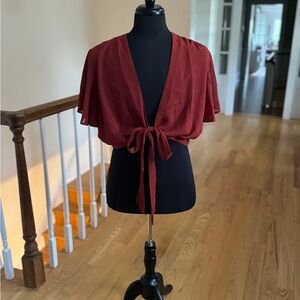 Elegant Red Tie-Front Shrug